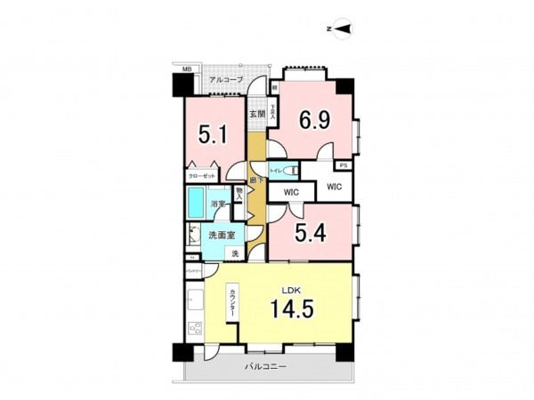 江東区東陽、マンションの間取り画像です