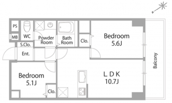 江東区南砂、マンションの間取り画像です