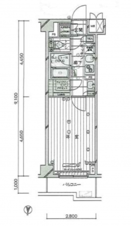 江東区亀戸、マンションの間取り画像です