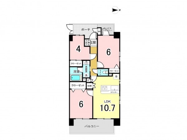 江東区大島、マンションの間取り画像です