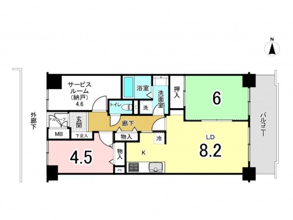 江東区大島、マンションの間取り画像です