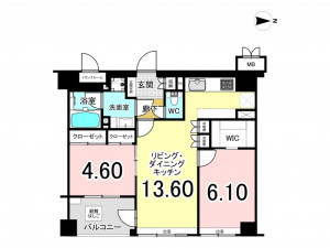 江東区亀戸、マンションの間取り画像です