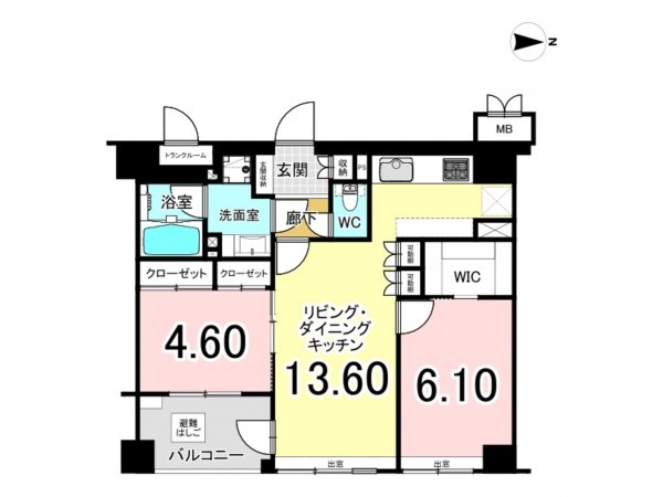 江東区亀戸、マンションの間取り画像です