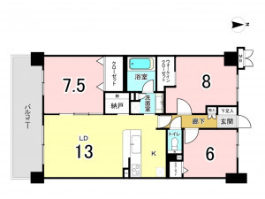 江東区東砂、マンションの間取り画像です