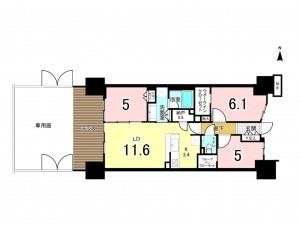 江東区東陽、マンションの間取り画像です