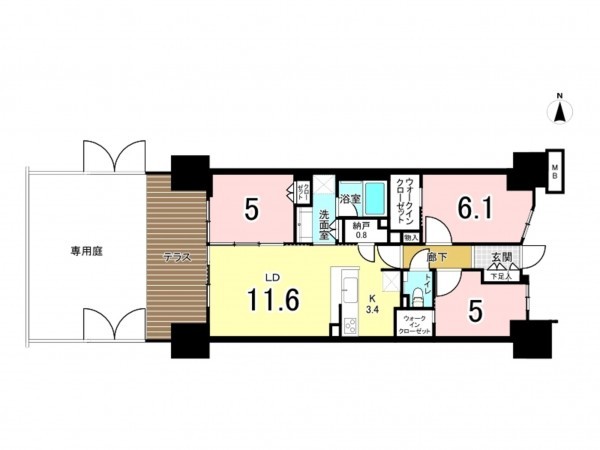 江東区東陽、マンションの間取り画像です