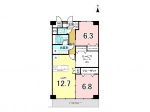江東区大島、マンションの間取り画像です