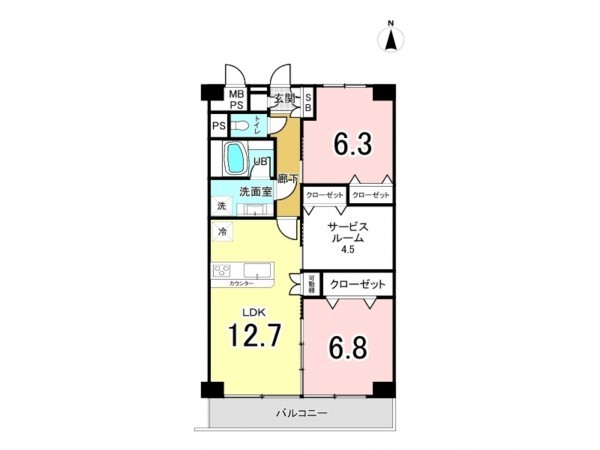 江東区大島、マンションの間取り画像です