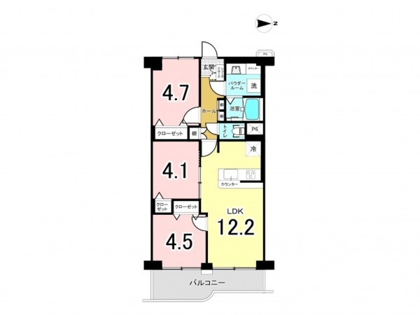江東区大島、マンションの間取り画像です