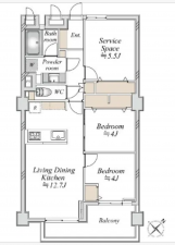 江東区南砂、マンションの間取り画像です
