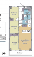 江東区東砂、マンションの間取り画像です