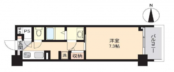 江東区亀戸、マンションの間取り画像です