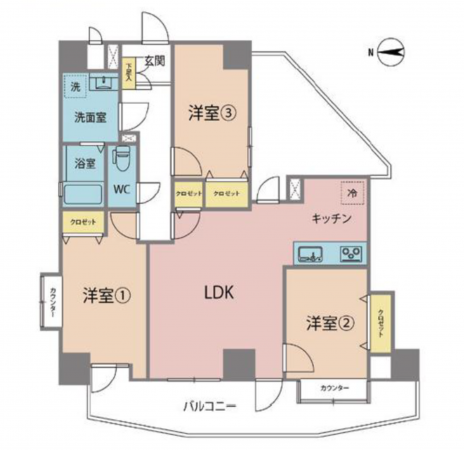 江東区亀戸、マンションの間取り画像です