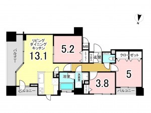 江東区亀戸、マンションの間取り画像です