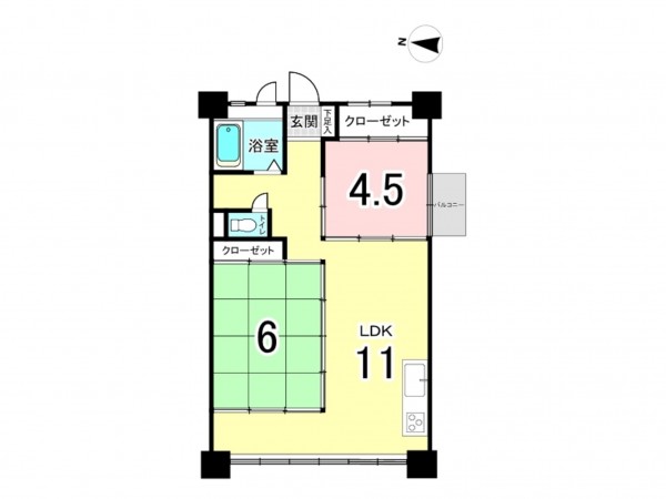 江東区亀戸、マンションの間取り画像です