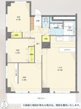 江東区大島、マンションの間取り画像です