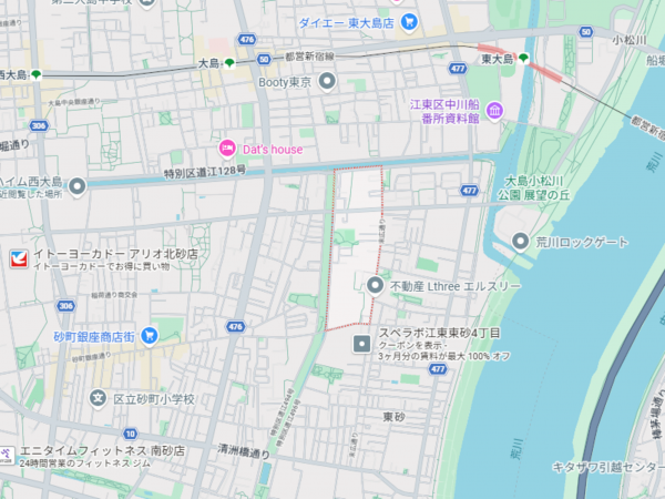 江東区東砂、土地の地図画像です