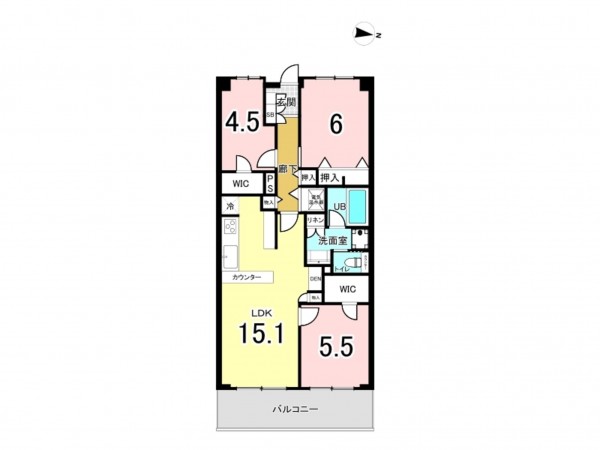 江東区東陽、マンションの間取り画像です