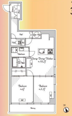 江東区南砂、マンションの間取り画像です