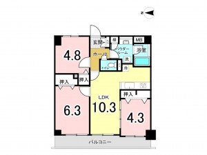江東区北砂、マンションの間取り画像です