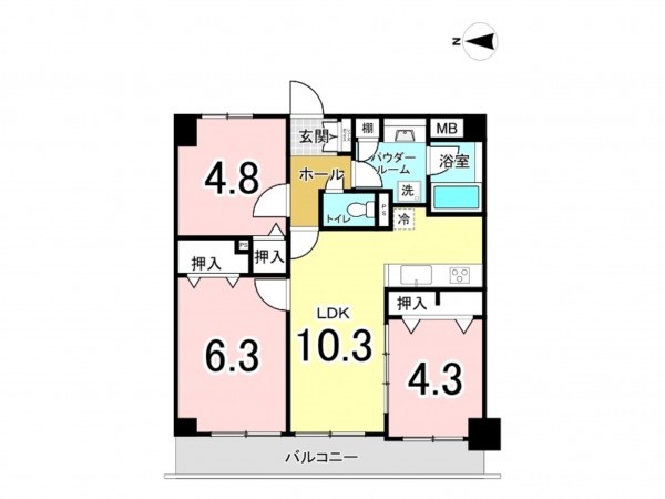 江東区北砂、マンションの間取り画像です