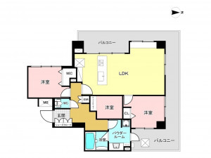 江東区大島、マンションの間取り画像です