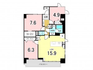 江東区亀戸、マンションの間取り画像です