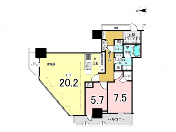 江東区白河、マンションの間取り画像です