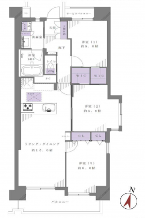 江東区北砂、マンションの間取り画像です