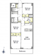 江東区平野、マンションの間取り画像です