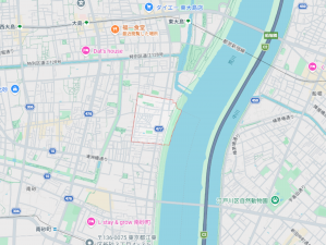 江東区東砂、土地の地図画像です