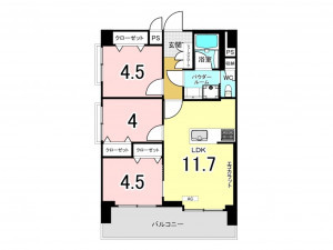 江東区亀戸、マンションの間取り画像です