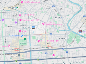 江東区亀戸、土地の地図画像です