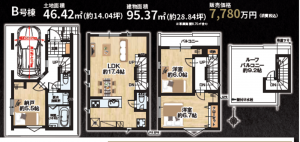 江東区大島、新築一戸建ての間取り画像です