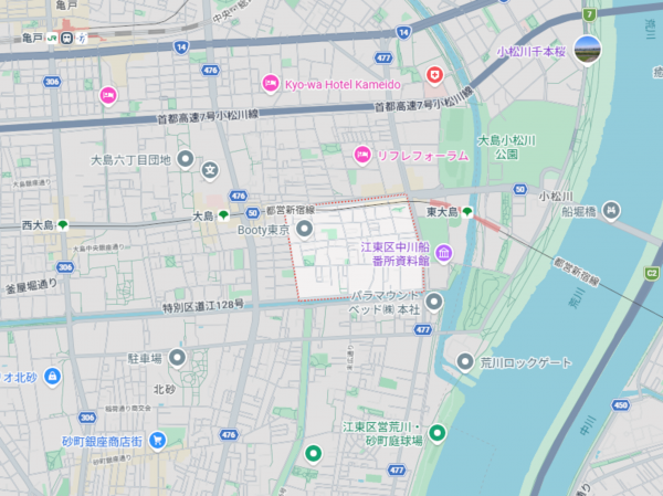 江東区大島、新築一戸建ての地図画像です