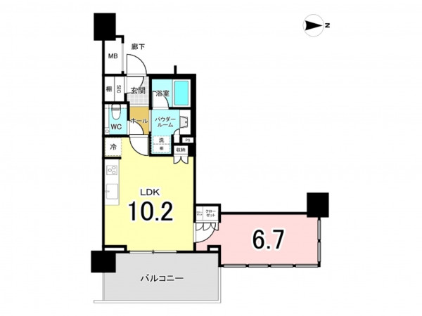 江東区亀戸、マンションの間取り画像です