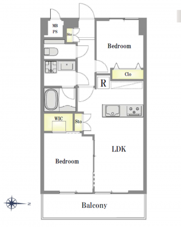 江東区東陽、マンションの間取り画像です