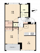 江東区東砂、マンションの間取り画像です