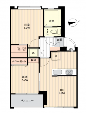 江東区東砂、マンションの間取り画像です