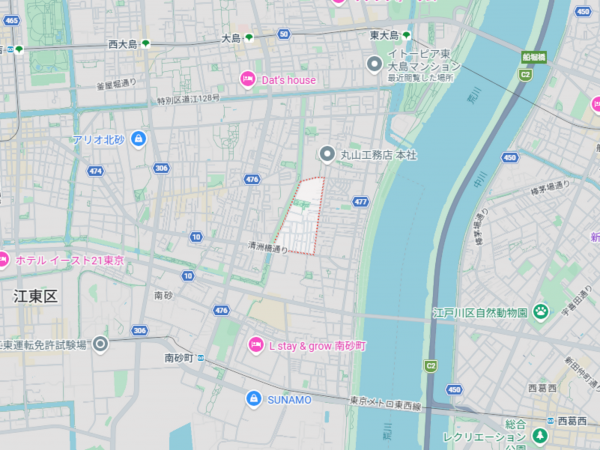 江東区東砂、土地の地図画像です