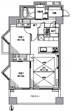 江東区冬木、マンションの間取り画像です