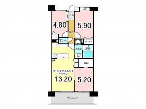 江東区扇橋、マンションの間取り画像です