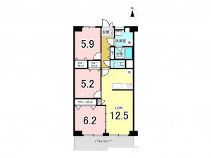 江東区東砂、マンションの間取り画像です