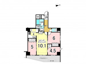 江東区東砂、マンションの間取り画像です