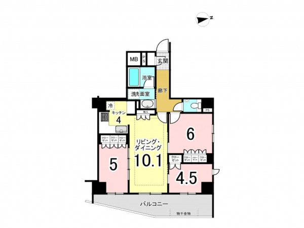 江東区東砂、マンションの間取り画像です