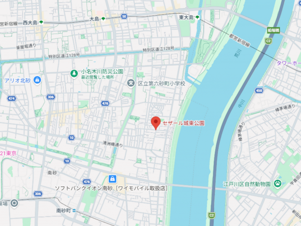 江東区東砂、マンションの地図画像です