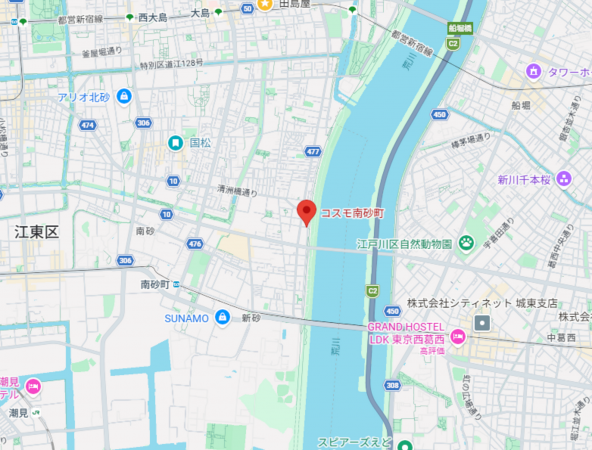 江東区東砂、マンションの地図画像です