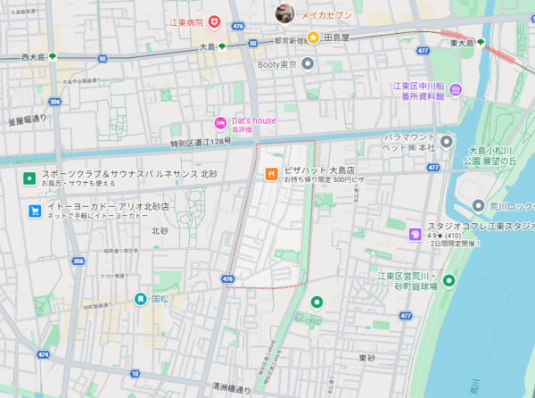 江東区北砂、新築一戸建ての地図画像です