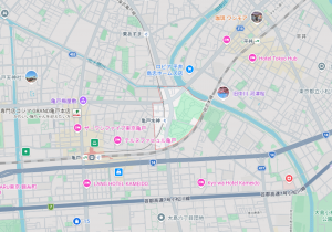江東区亀戸、中古一戸建ての地図画像です