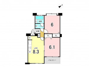 江東区東砂、マンションの間取り画像です